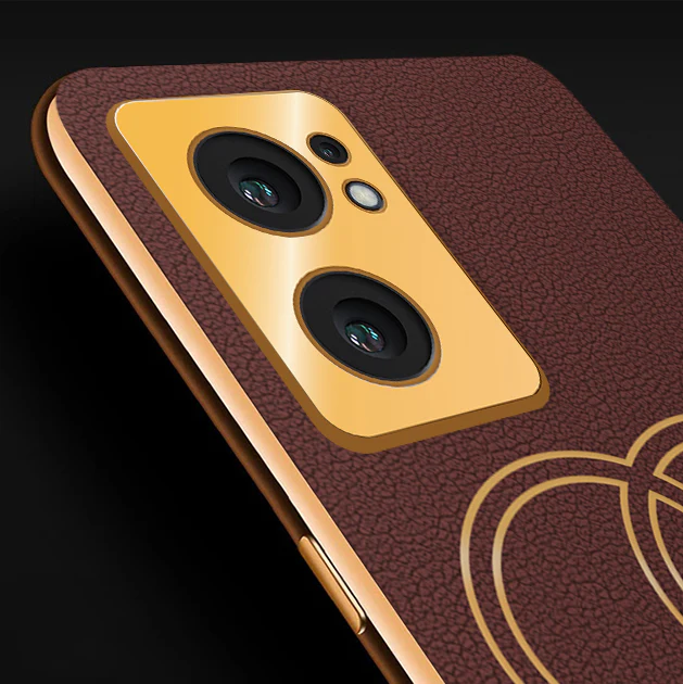 VakuĀ® Oppo Reno7 5G Skylar Leather Pattern Gold Electroplated Soft TPU Back Cover - Image 2