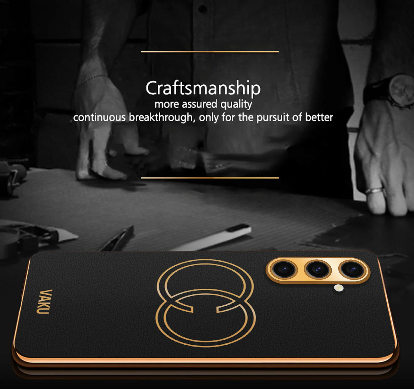 VakuĀ® Samsung Galaxy A04s Skylar Leather Pattern Gold Electroplated Soft TPU Back Cover - Image 6