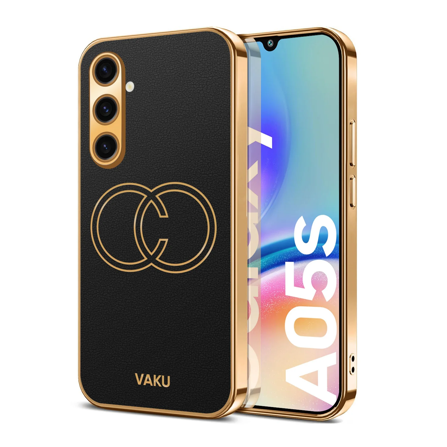 VakuĀ® Samsung Galaxy A04s Skylar Leather Pattern Gold Electroplated Soft TPU Back Cover - Image 8