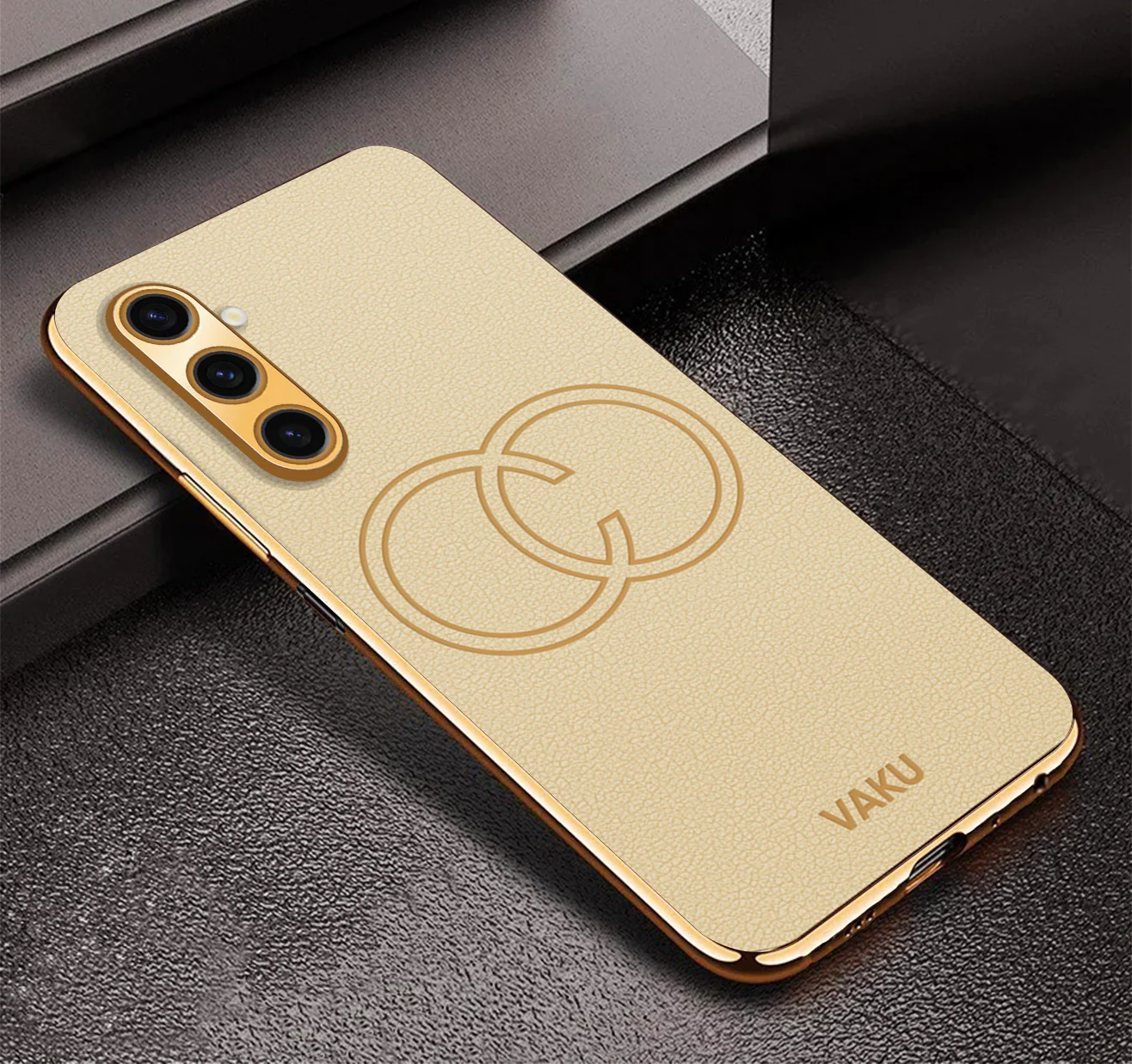 VakuĀ® Samsung Galaxy A04s Skylar Leather Pattern Gold Electroplated Soft TPU Back Cover - Image 9