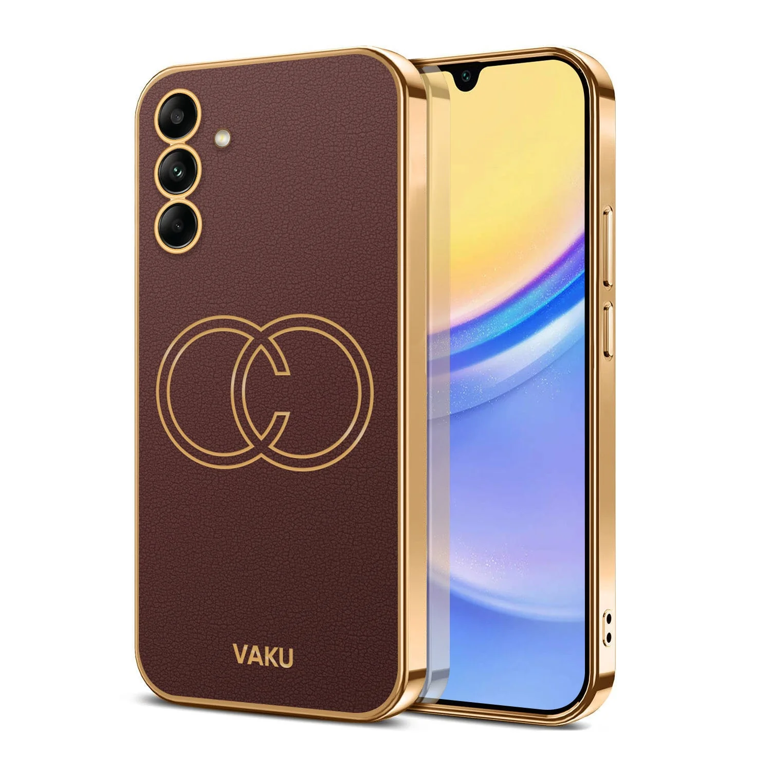 VakuĀ® Samsung Galaxy A15 5G Skylar Leather Pattern Gold Electroplated Soft TPU Back Cover - Image 5