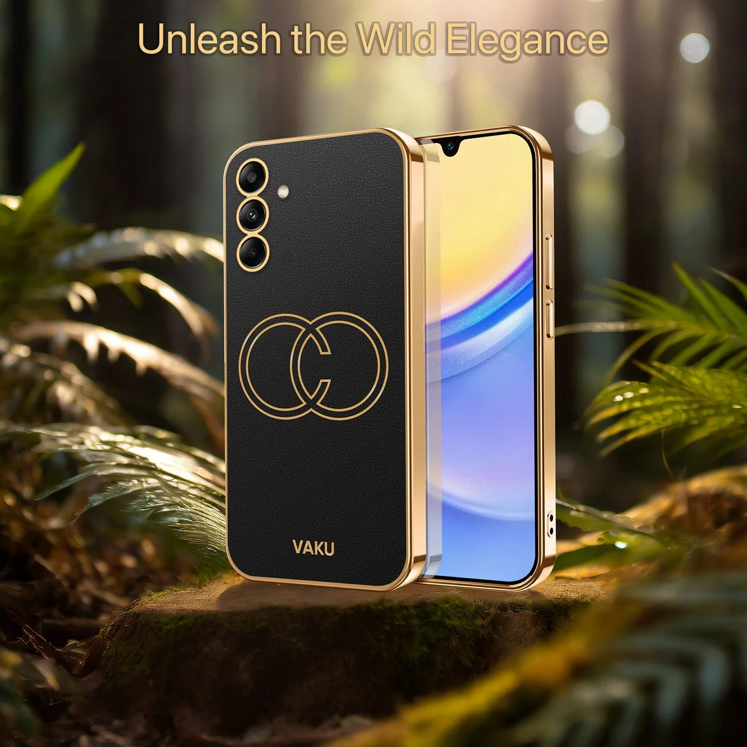 VakuĀ® Samsung Galaxy A15 5G Skylar Leather Pattern Gold Electroplated Soft TPU Back Cover - Image 7