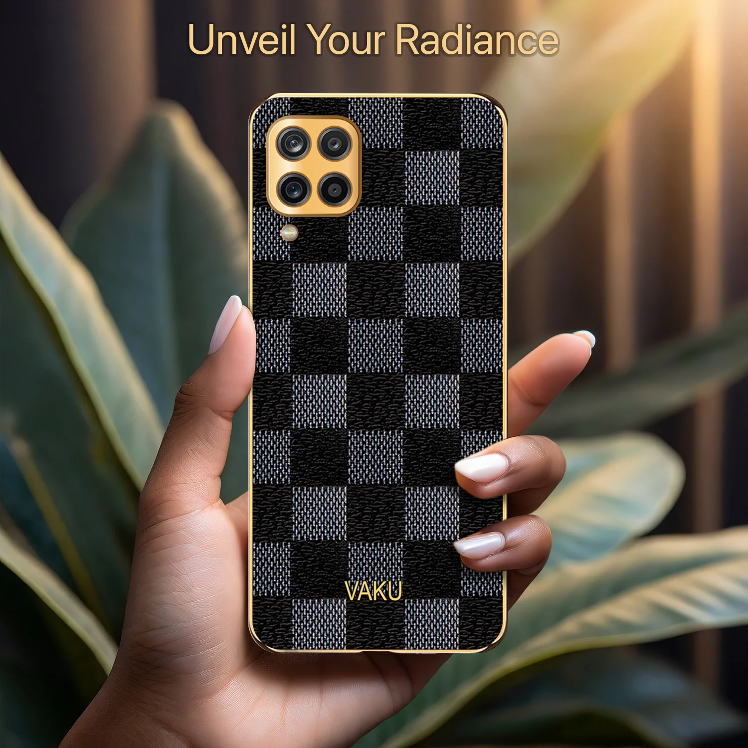 Vaku® Samsung Galaxy A22 4G Cheron Leather Electroplated Soft TPU Back Cover - Image 4