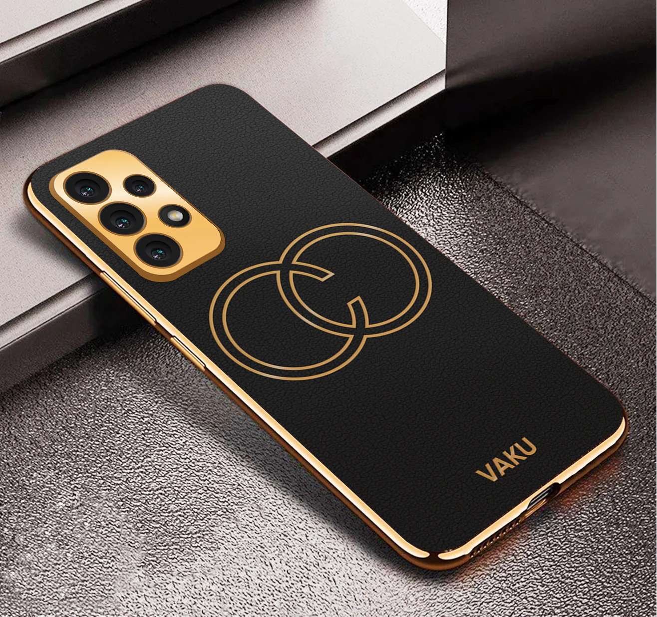 Vaku® Samsung Galaxy A23 4G Skylar Leather Pattern Gold Electroplated Soft TPU Back Cover - Image 13
