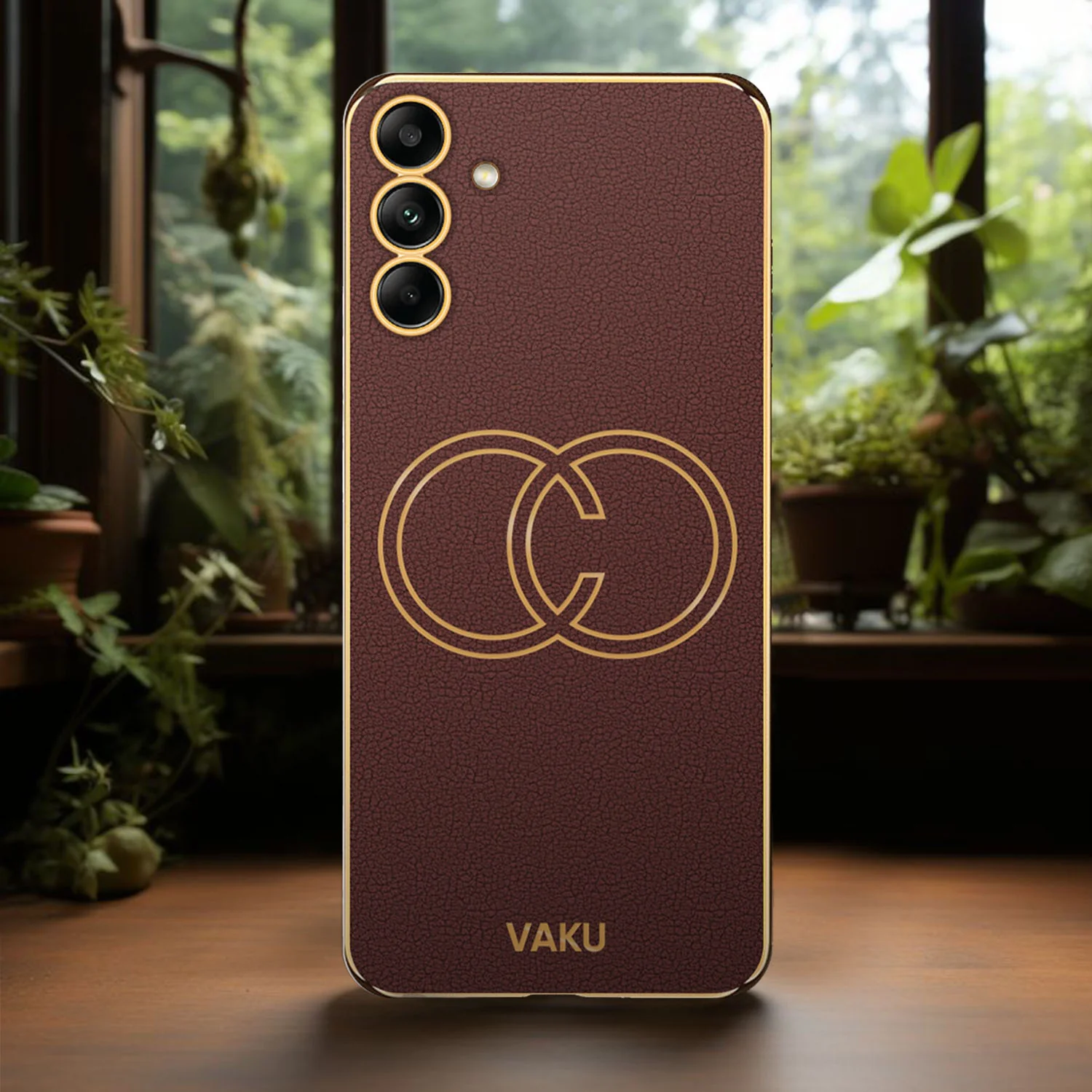 Vaku ® Samsung Galaxy A23 5G Skylar Leather Pattern Gold Electroplated Soft TPU Back Cover - Image 8