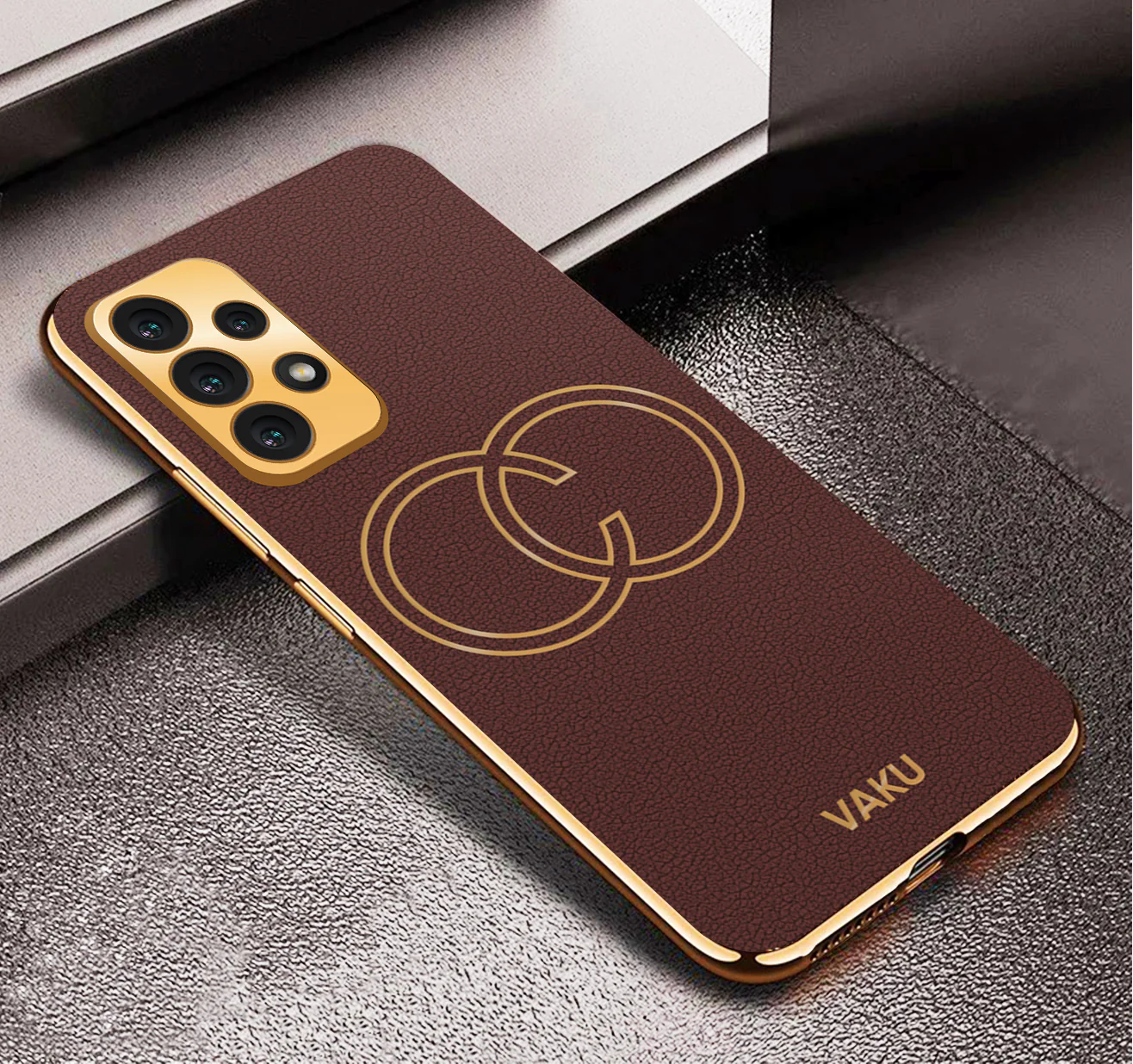 VakuĀ® Samsung Galaxy A32 4G Skylar Leather Pattern Gold Electroplated Soft TPU Back Cover - Image 16
