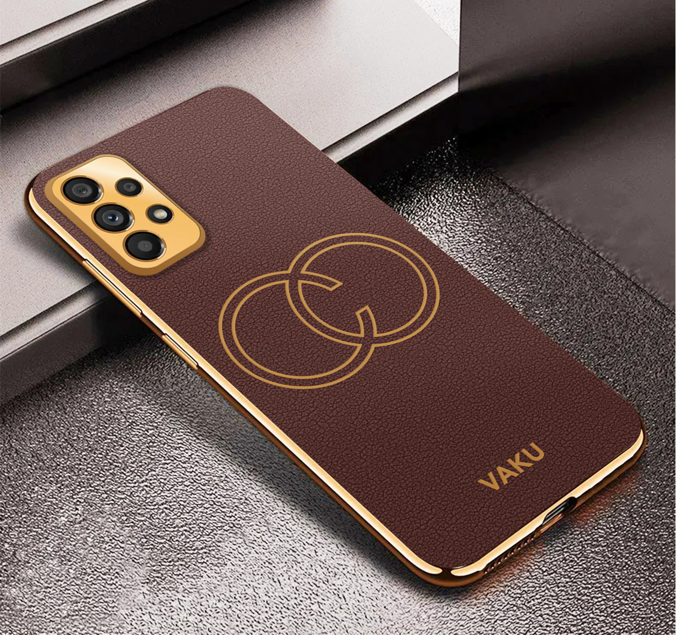 Vaku® Samsung Galaxy A33 5G Skylar Leather Pattern Gold Electroplated Soft TPU Back Cover - Image 10