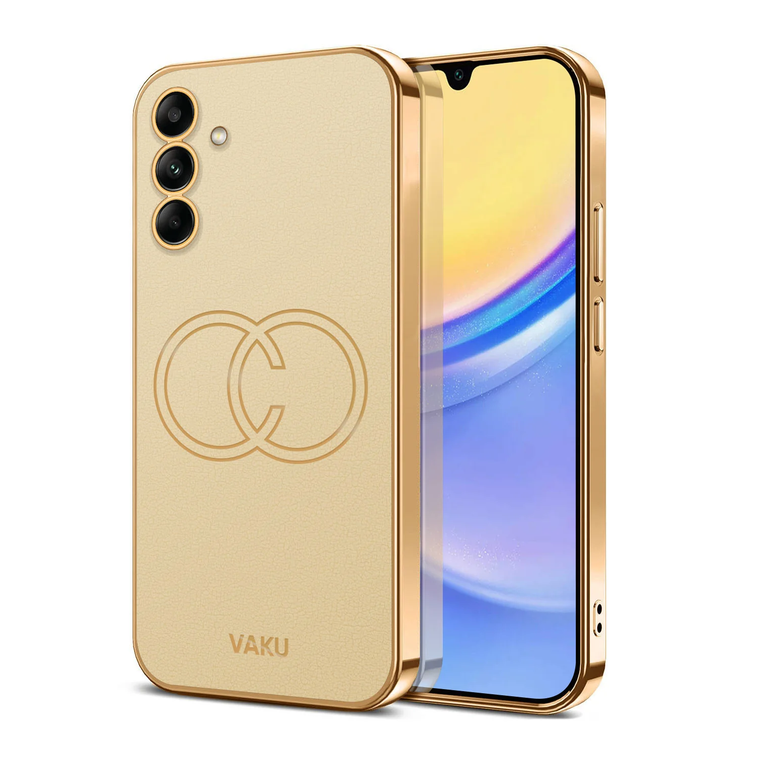 Vaku ® Samsung Galaxy A34 Skylar Leather Pattern Gold Electroplated Soft TPU Back Cover - Image 11