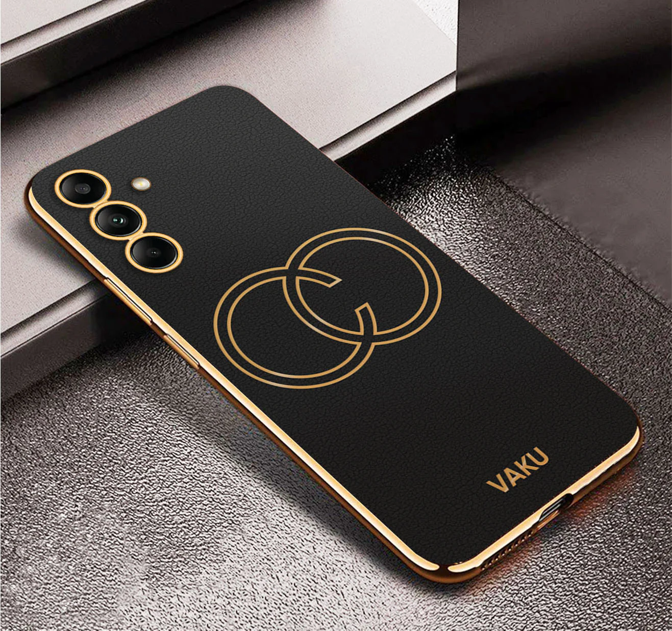 Vaku ® Samsung Galaxy A34 Skylar Leather Pattern Gold Electroplated Soft TPU Back Cover - Image 16