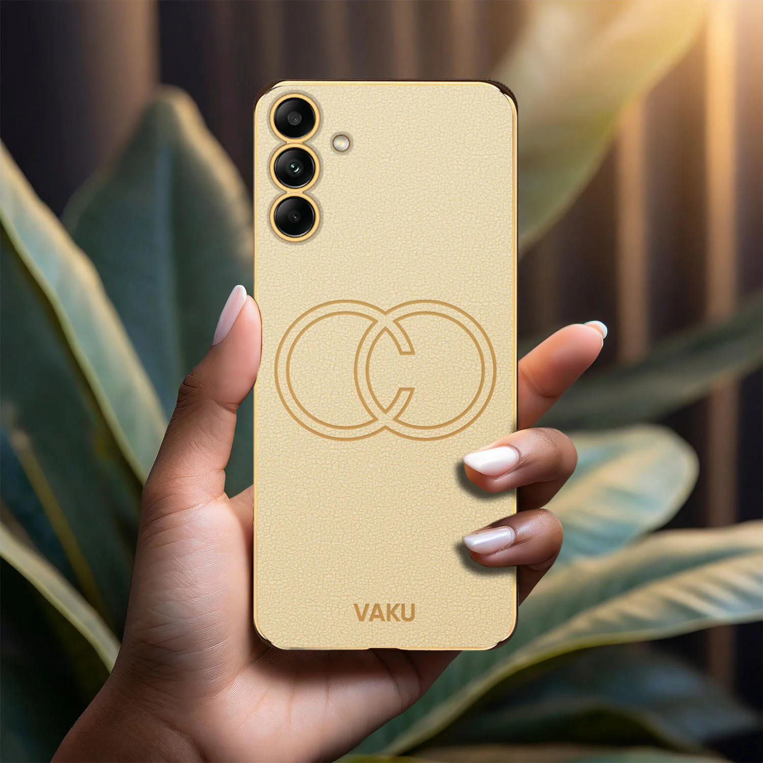 Vaku ® Samsung Galaxy A34 Skylar Leather Pattern Gold Electroplated Soft TPU Back Cover - Image 8