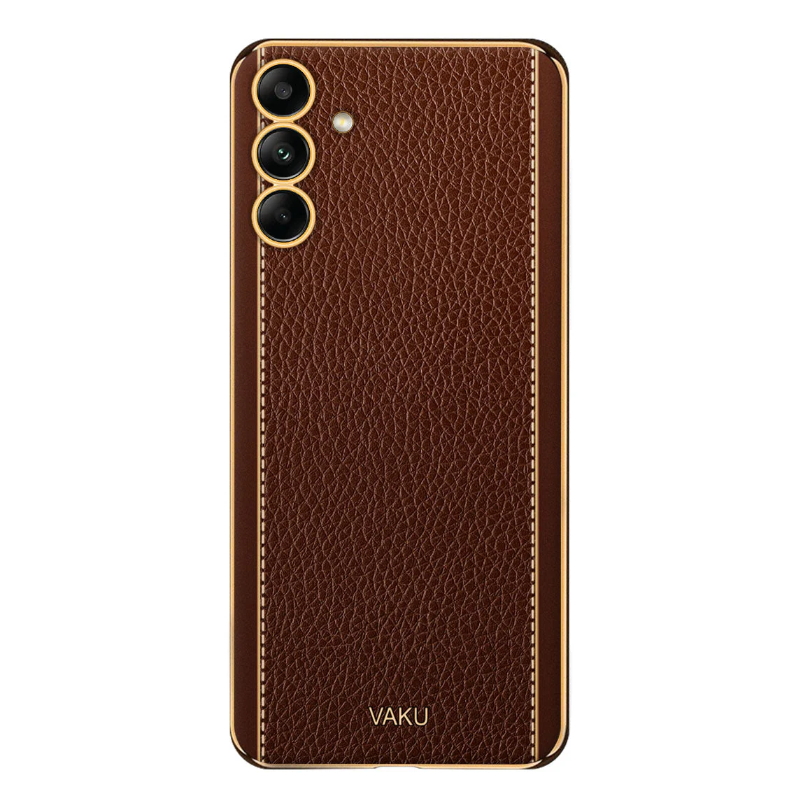 Vaku ® Samsung Galaxy A54 Luxemberg Series Leather Stitched Gold Electroplated Soft TPU Back Cover - Image 7