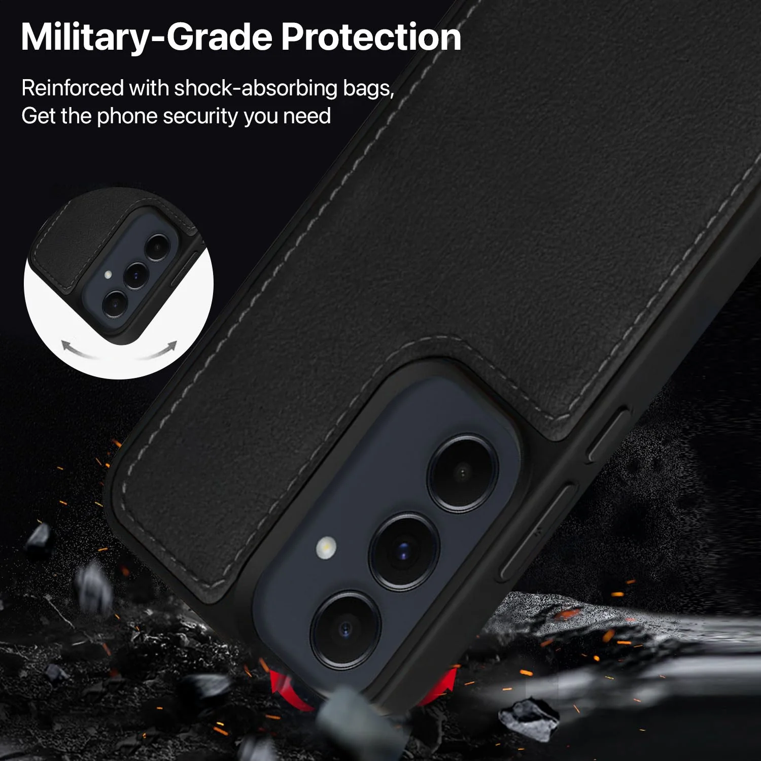 Vaku ® Samsung Galaxy A55 5G Luxe Premium Leather Stitched Back Cover - Image 10