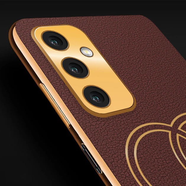 VakuĀ® Samsung Galaxy M52 5G Skylar Leather Pattern Gold Electroplated Soft TPU Back Cover - Image 7