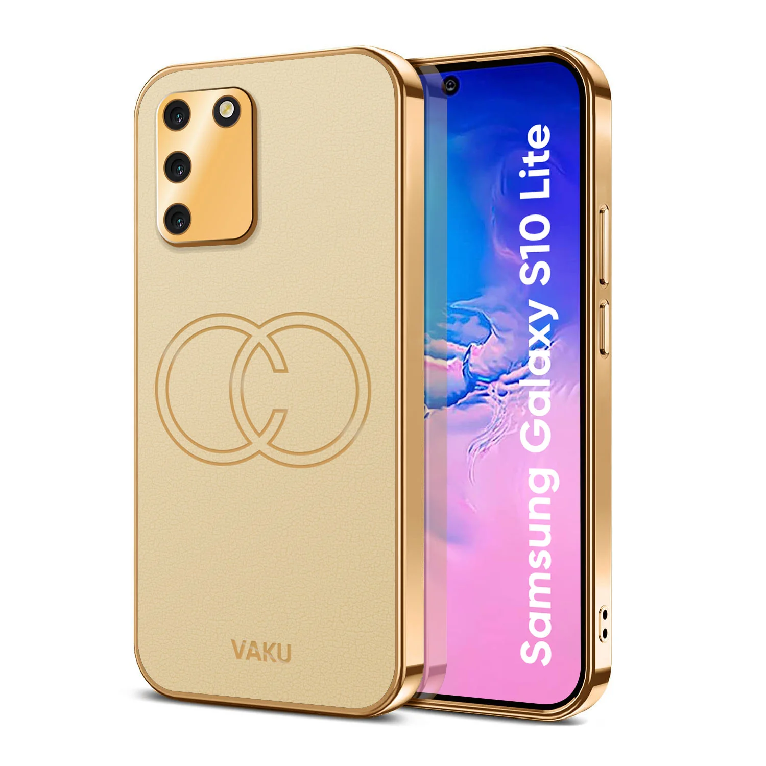 VakuĀ® Samsung Galaxy S10 Lite Skylar Leather Pattern Gold Electroplated Soft TPU Back Cover - Image 10