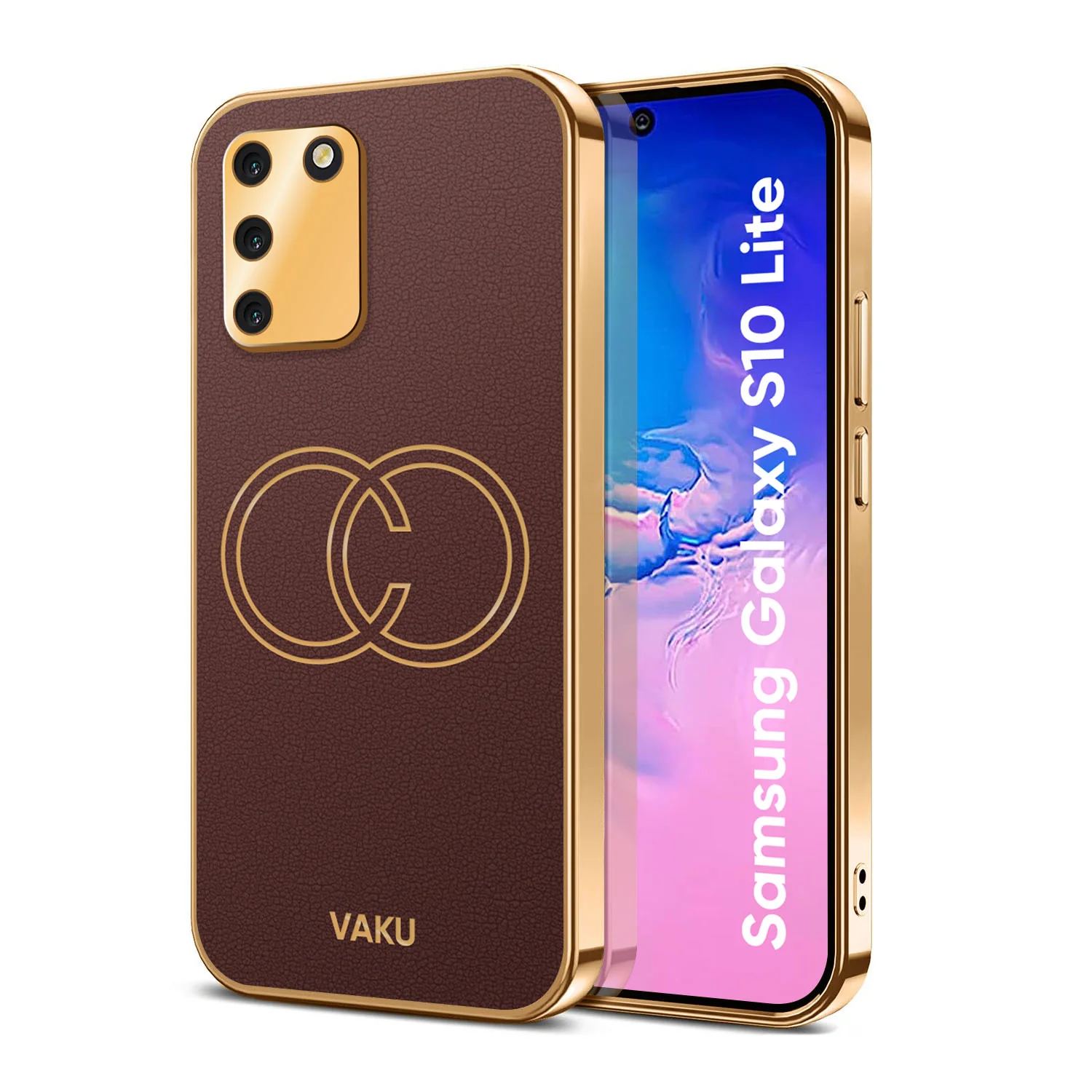 VakuĀ® Samsung Galaxy S10 Lite Skylar Leather Pattern Gold Electroplated Soft TPU Back Cover - Image 8