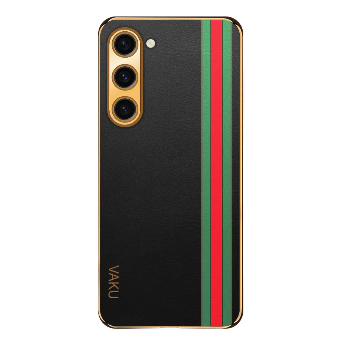 Vaku® Samsung Galaxy S21 FE Felix Line Leather Stitched Gold Electroplated Soft TPU Back Cover - Image 8