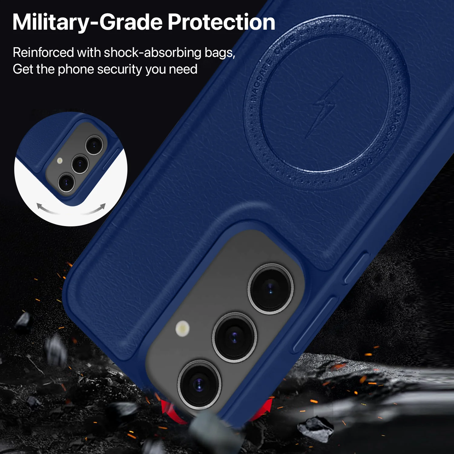 Vaku ® Samsung Galaxy S24 FE Maxtron Leather Stitched Magnetic Magsafe Back Cover - Image 4