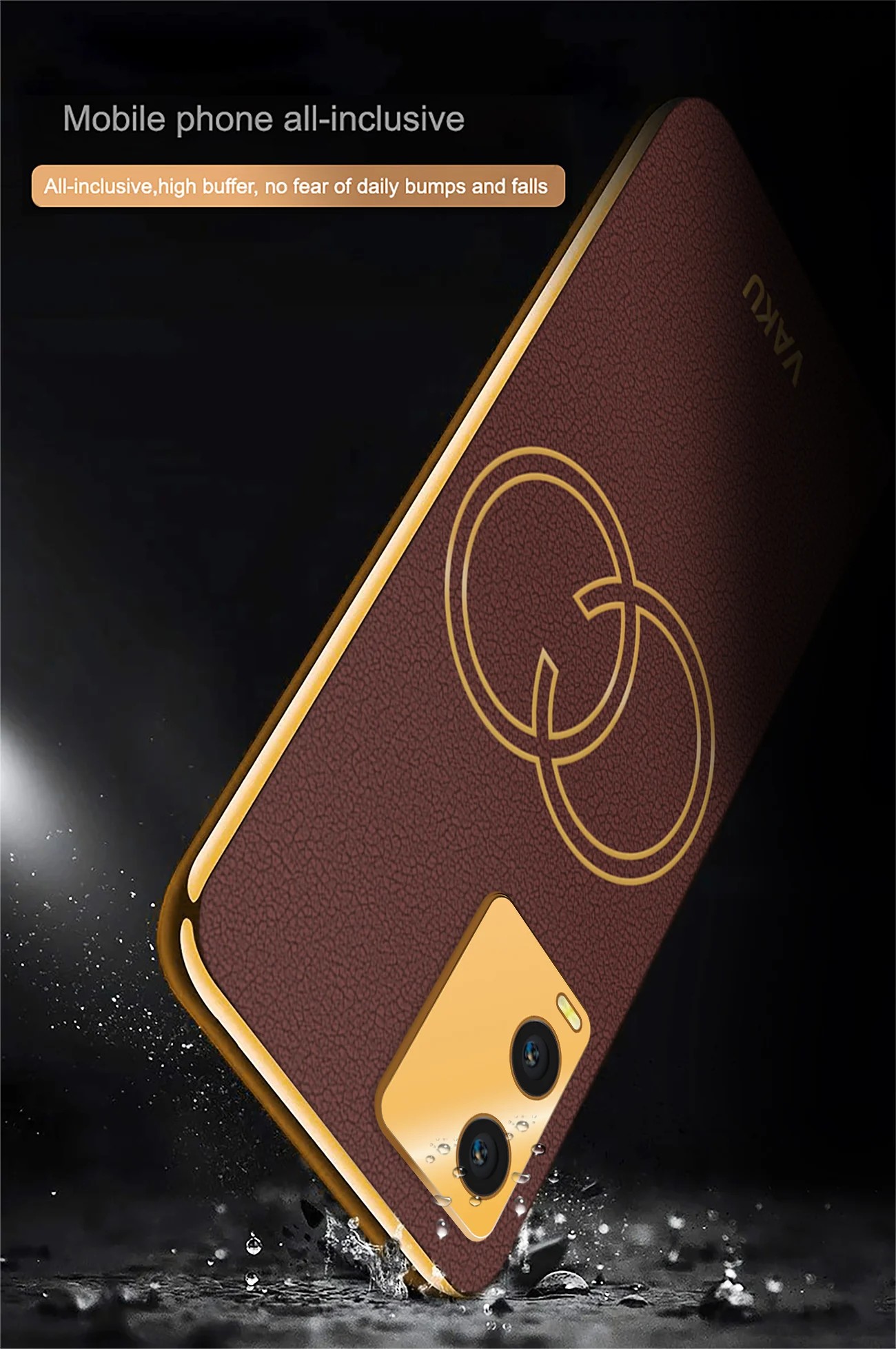 VakuĀ® Vivo T1x Skylar Leather Pattern Gold Electroplated Soft TPU Back Cover - Image 9