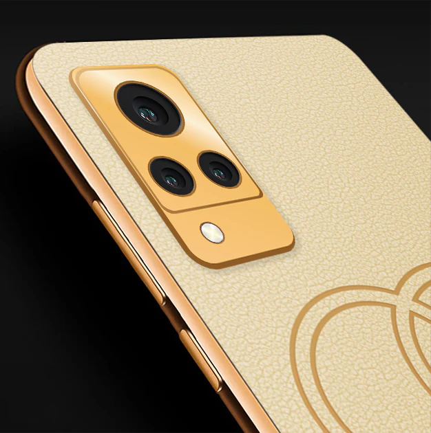 VakuĀ® Vivo V21 5G Skylar Leather Finish Gold Electroplated Soft TPU Back Cover - Image 2