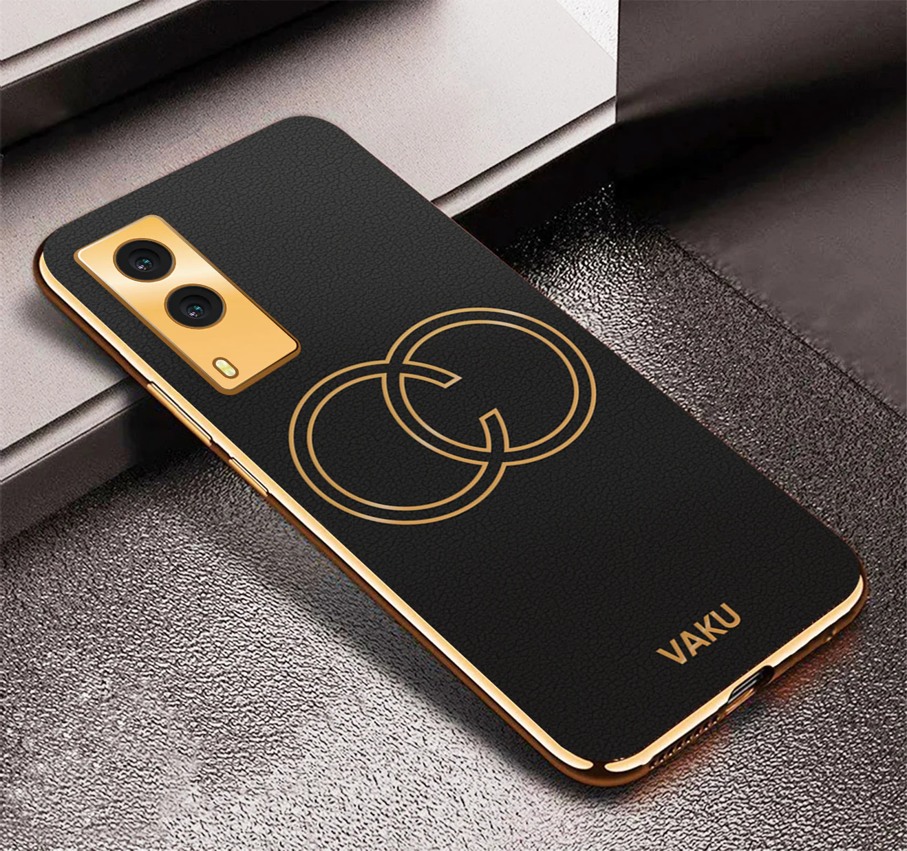 VakuĀ® Vivo V21e 5G Skylar Leather Finish Gold Electroplated Soft TPU Back Cover - Image 13