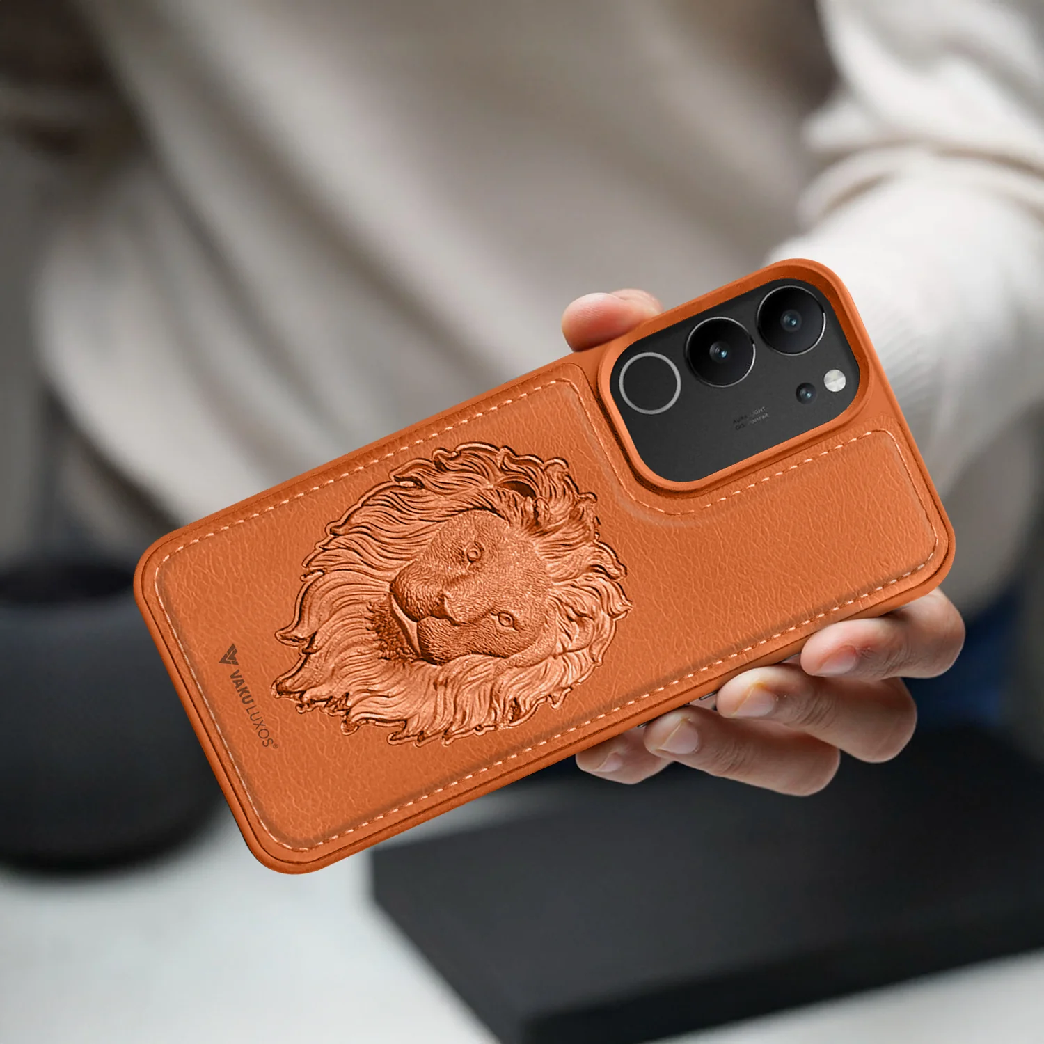 Vaku Ā® Vivo V29 5G Lion Embossed Luxury Designer Leather Back Cover - Image 11