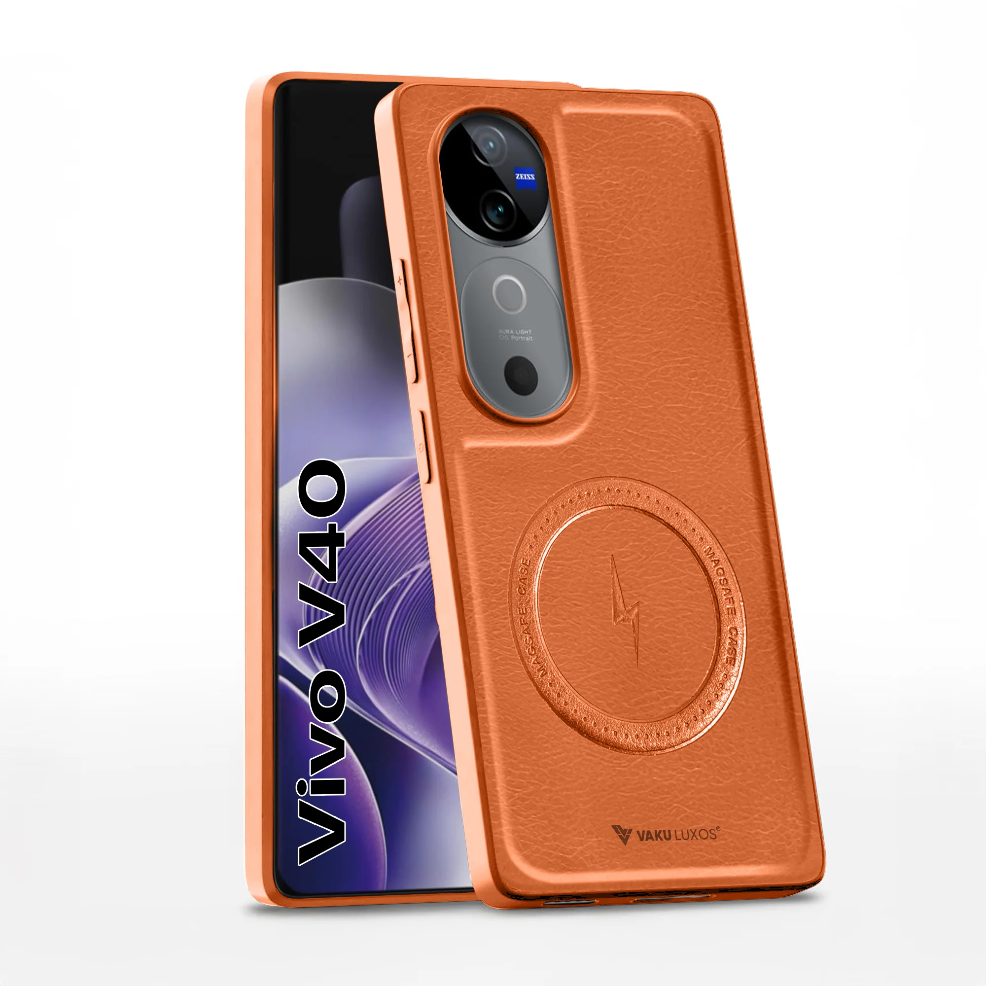 Vaku ® Vivo V40 5G Maxtron Leather Stitched Magnetic Magsafe Back Cover