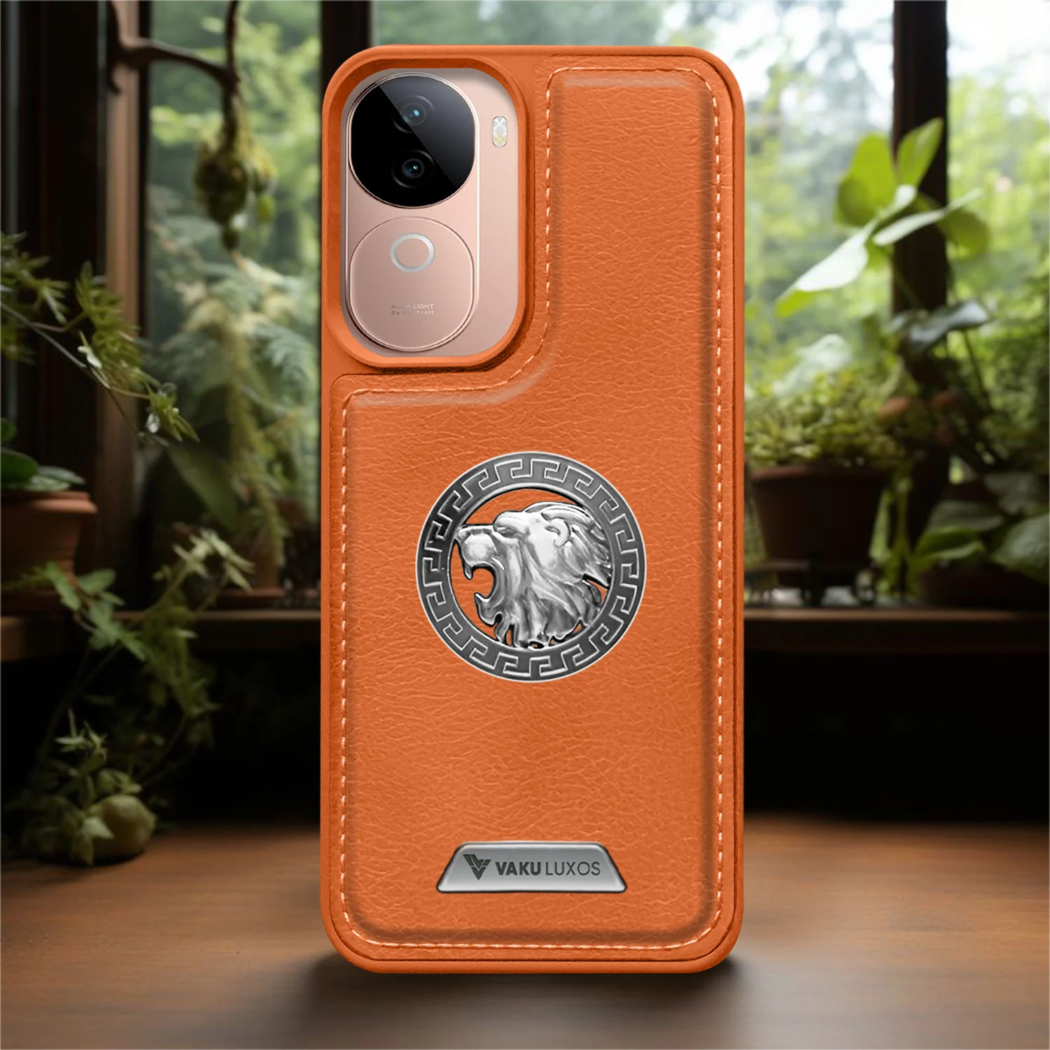 Vaku ® Vivo V40e 5G Regal Shield Metal Lion Engraved Leather Back Cover - Image 13