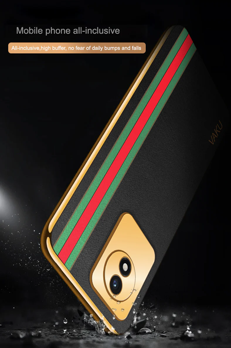 VakuĀ® Vivo Y02 Felix Line Leather Pattern Gold Electroplated Soft TPU Back Cover Case - Image 7