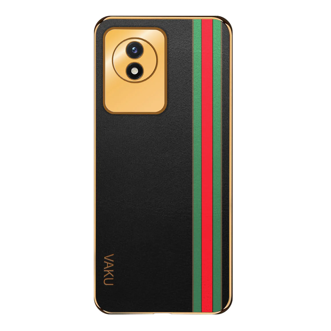 VakuĀ® Vivo Y02 Felix Line Leather Pattern Gold Electroplated Soft TPU Back Cover Case - Image 8