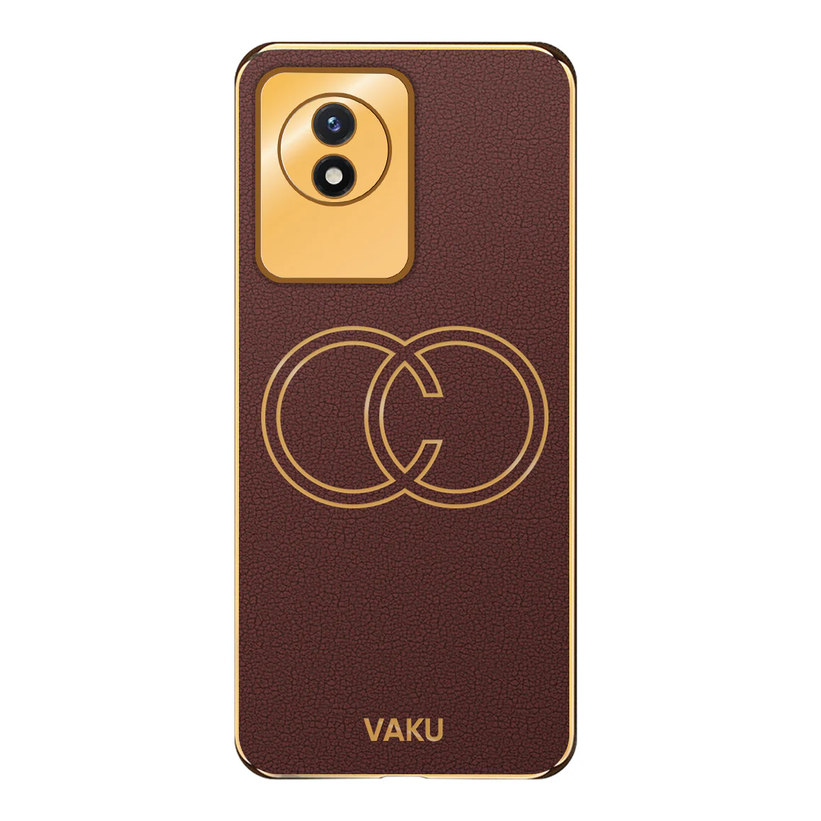 Vaku ® Vivo Y02 Skylar Leather Pattern Gold Electroplated Soft TPU Back Cover - Image 12