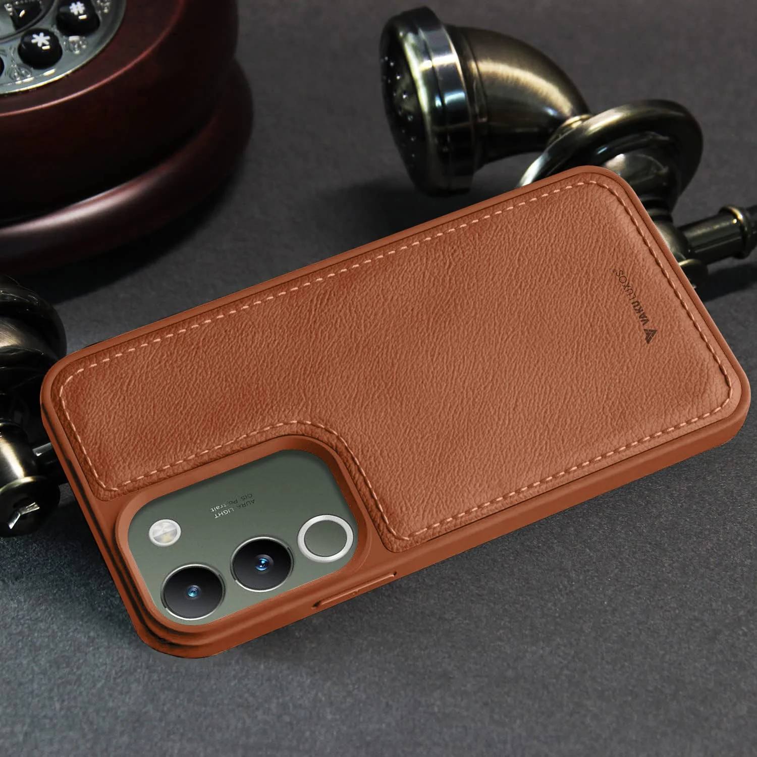 Vaku ® Vivo Y200 5G Luxe Premium Leather Stitched Protective Back Cover - Image 6