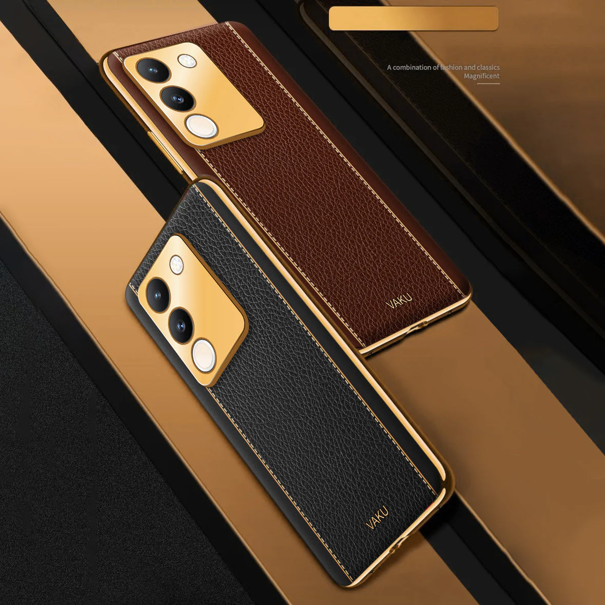 VakuĀ® Vivo Y200 5G Luxemberg Leather Pattern Gold Electroplated Soft TPU Back Cover - Image 11