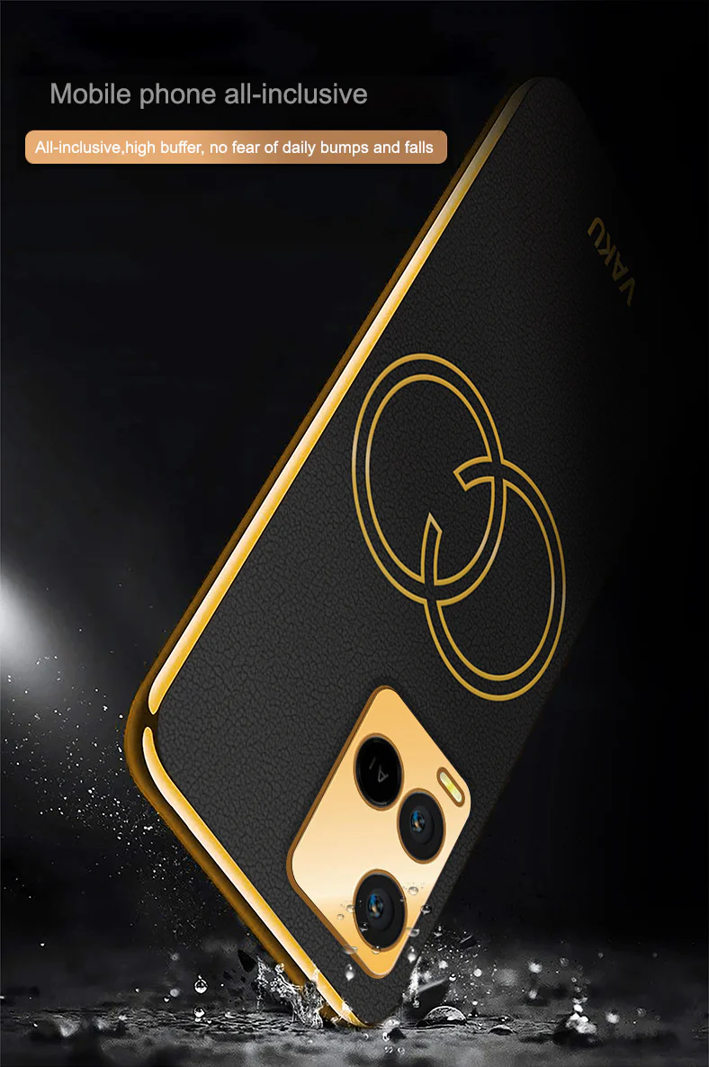 VakuĀ® Vivo Y21A Skylar Leather Pattern Gold Electroplated Soft TPU Back Cover - Image 14