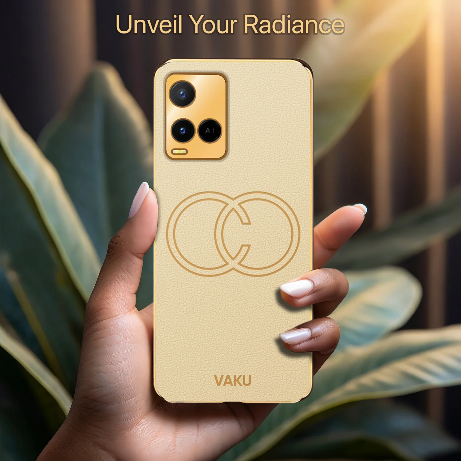 VakuĀ® Vivo Y21A Skylar Leather Pattern Gold Electroplated Soft TPU Back Cover - Image 9