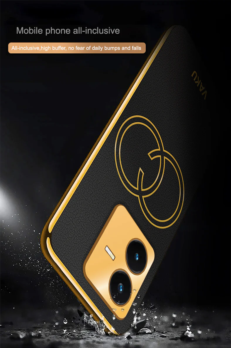 VakuĀ® Vivo Y22 Skylar Leather Pattern Gold Electroplated Soft TPU Back Cover - Image 12