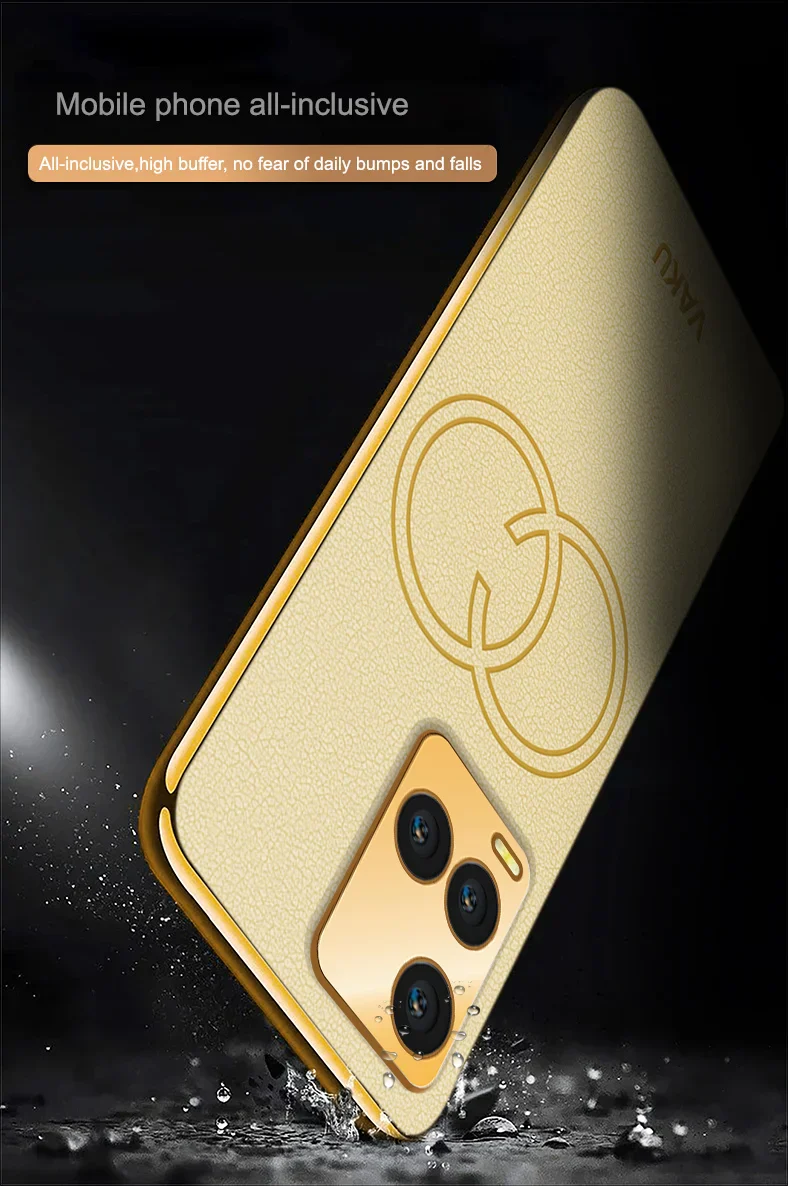 VakuĀ® Vivo Y33T Skylar Leather Pattern Gold Electroplated Soft TPU Back Cover Case - Image 17