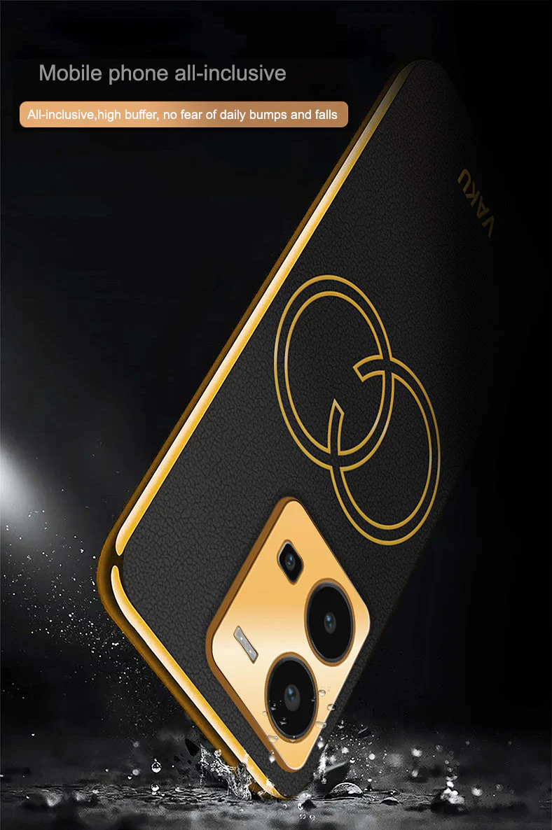VakuĀ® Vivo Y35 4G Skylar Leather Pattern Gold Electroplated Soft TPU Back Cover - Image 15