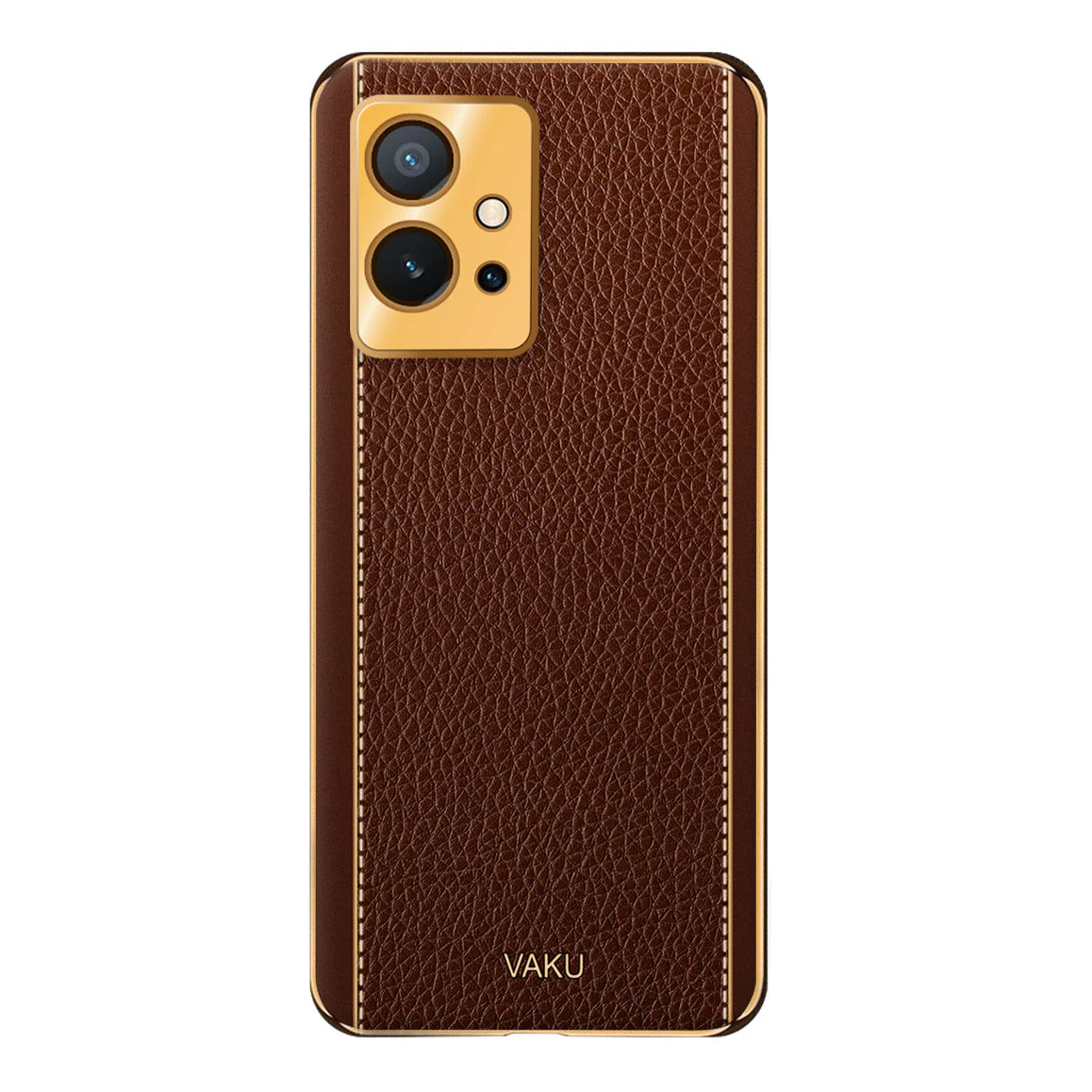 Vaku® Vivo Y55s 5G Luxemberg Leather Pattern Gold Electroplated Soft TPU Back Cover - Image 5