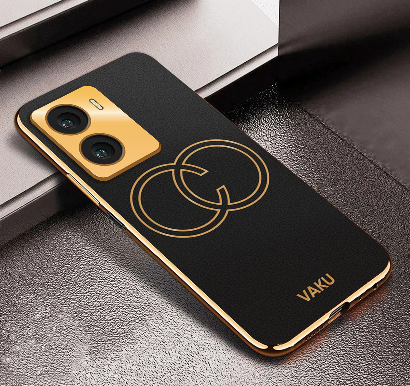 Vaku ® Vivo Y56 Skylar Leather Pattern Gold Electroplated Soft TPU Back Cover - Image 16