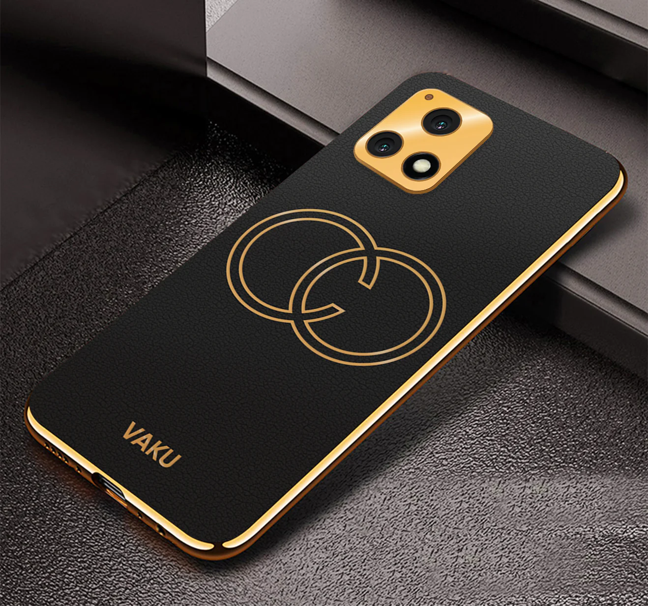 VakuĀ® Vivo Y72 5G Skylar Leather Pattern Gold Electroplated Soft TPU Back Cover - Image 4