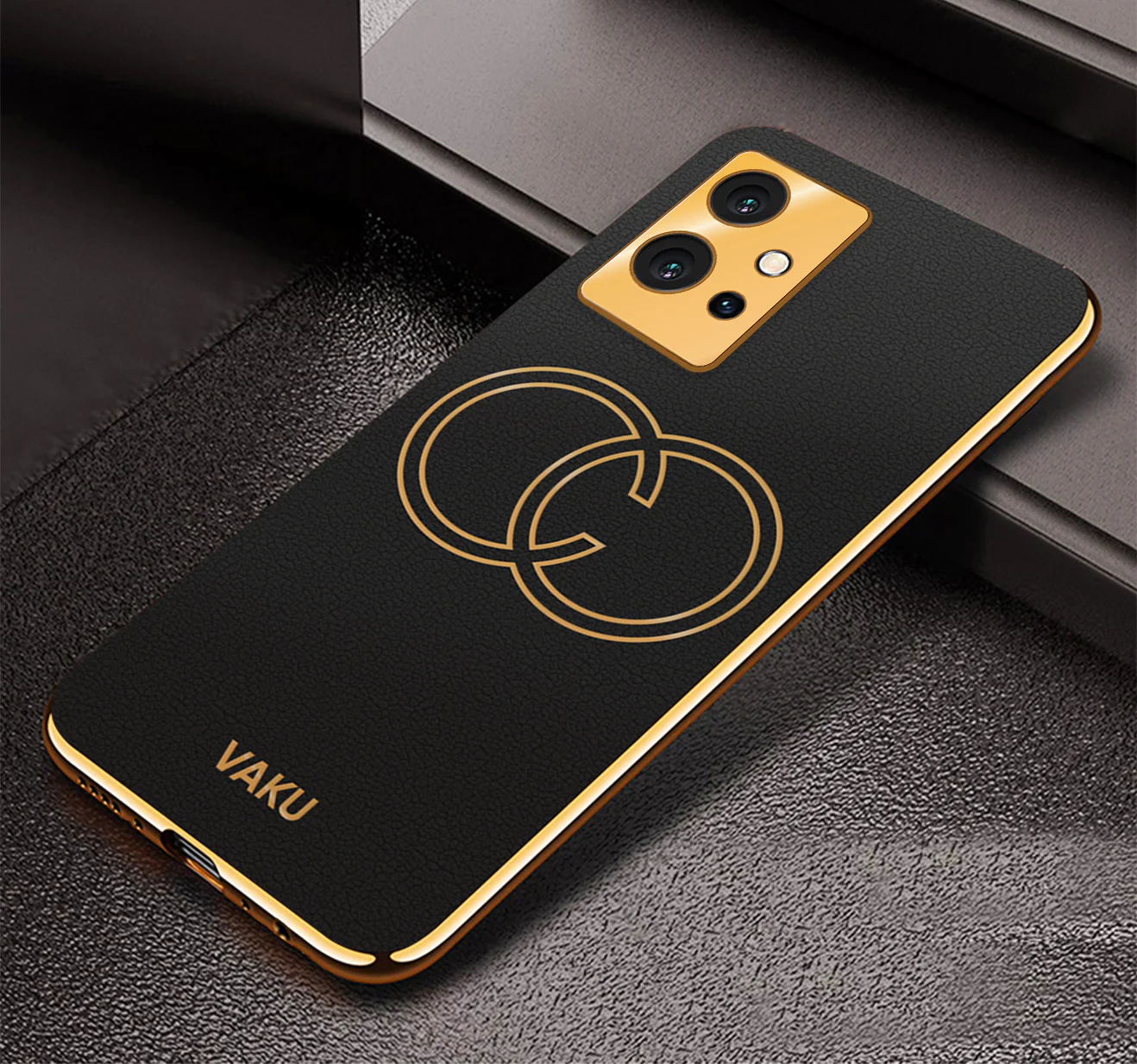 VakuĀ® Vivo Y75 5G Skylar Leather Pattern Gold Electroplated Soft TPU Back Cover - Image 5