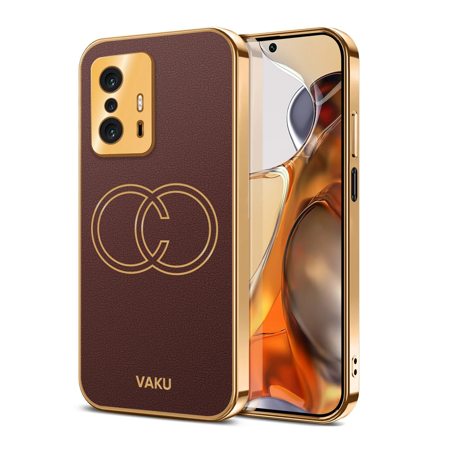 VakuĀ® Xiaomi 11T Pro 5G Skylar Leather Pattern Gold Electroplated Soft TPU Back Cover - Image 11