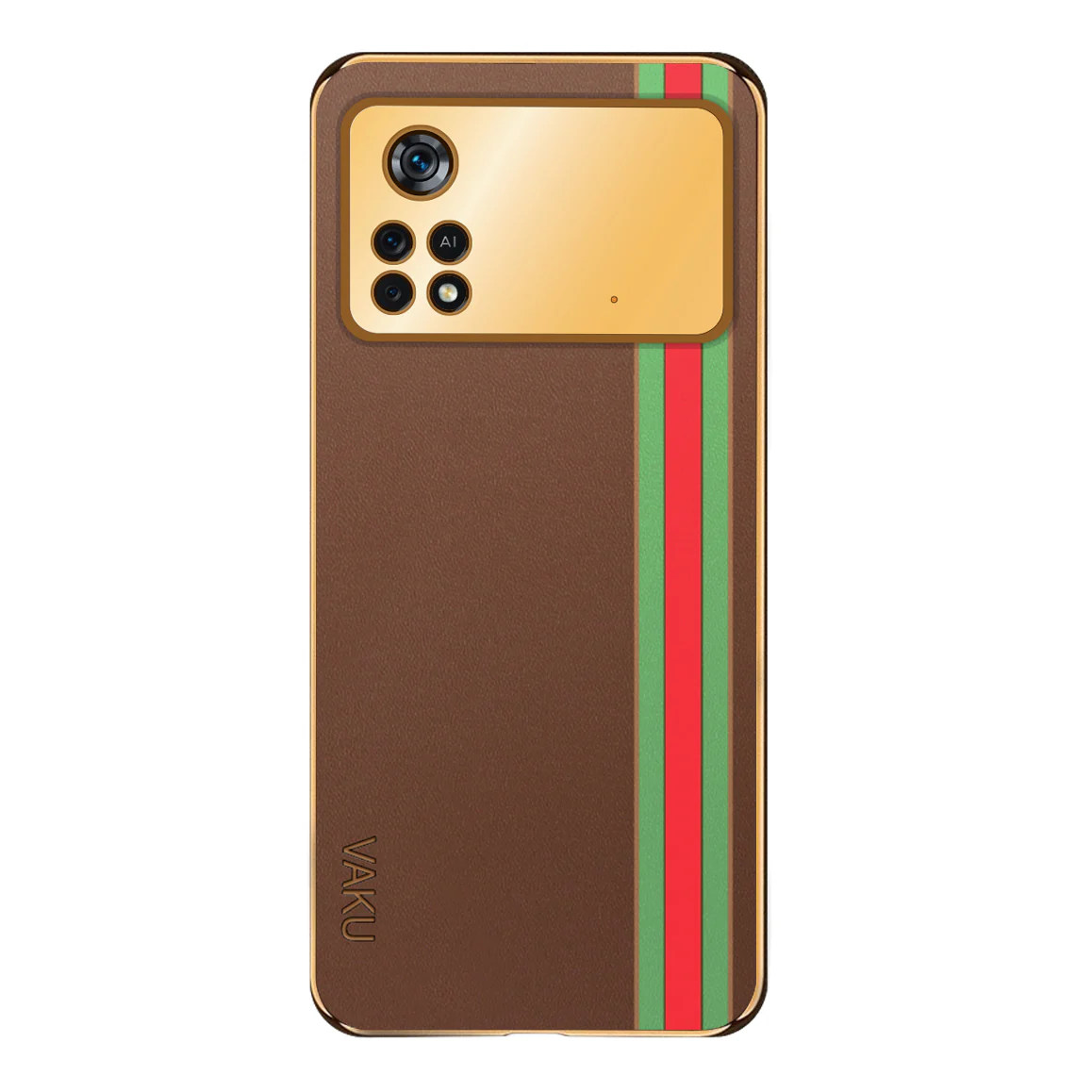 Vaku® Xiaomi Poco M4 Pro 5G Felix Line Leather Stitched Gold Electroplated Soft TPU Back Cover Case - Image 14
