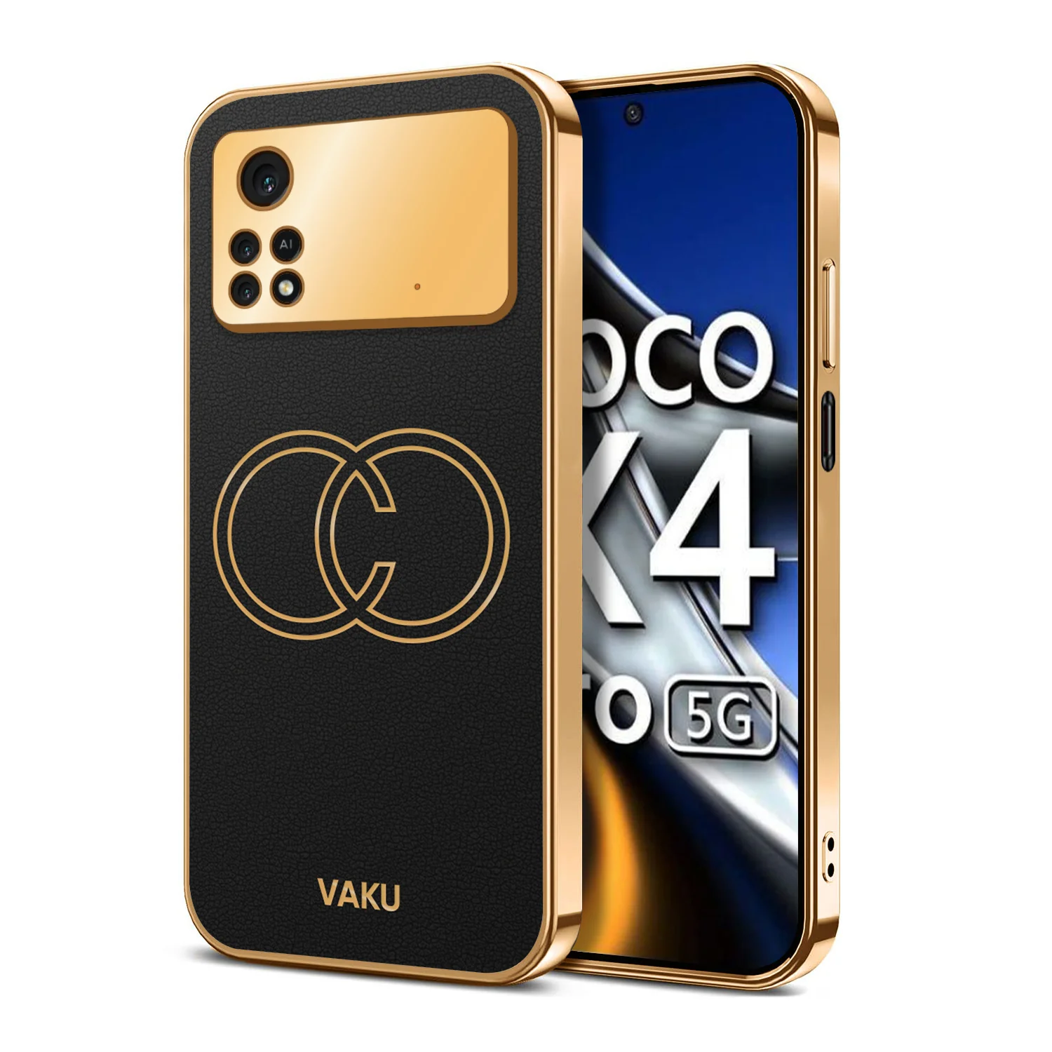 VakuĀ® Xiaomi Poco X4 Pro Skylar Series Leather Stitched Gold Electroplated Soft TPU Back Cover - Image 7