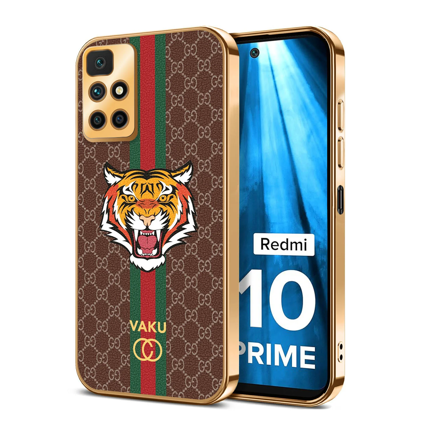 Vaku® Xiaomi Redmi 10 Prime Lynx Designer Leather Pattern Gold Electroplated Soft TPU Back Cover Case - Image 12