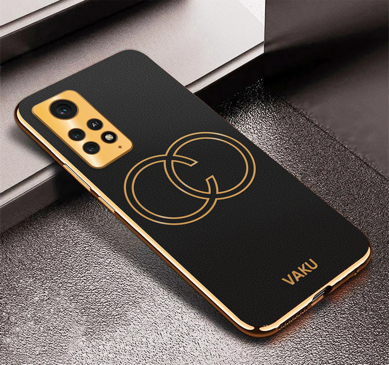 Vaku® Xiaomi Redmi Note 11 Pro 4G Skylar Leather Pattern Gold Electroplated Soft TPU Back Cover - Image 13