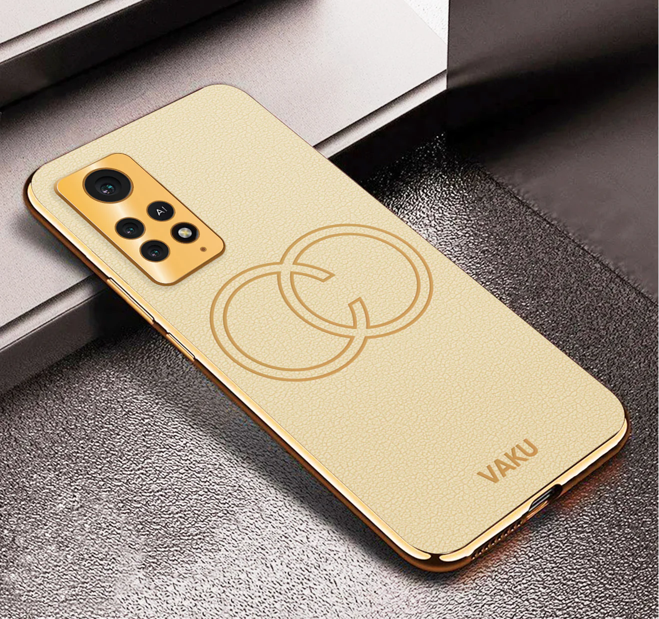 VakuĀ® Xiaomi Redmi Note 11 Pro Plus 5G Skylar Leather Pattern Gold Electroplated Soft TPU Back Cover - Image 12