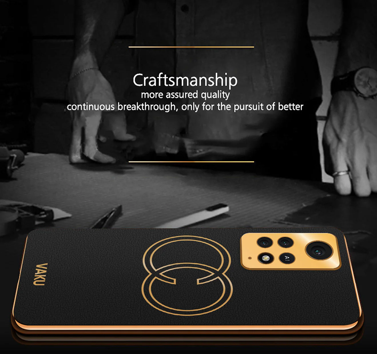 VakuĀ® Xiaomi Redmi Note 11 Pro Plus 5G Skylar Leather Pattern Gold Electroplated Soft TPU Back Cover - Image 15