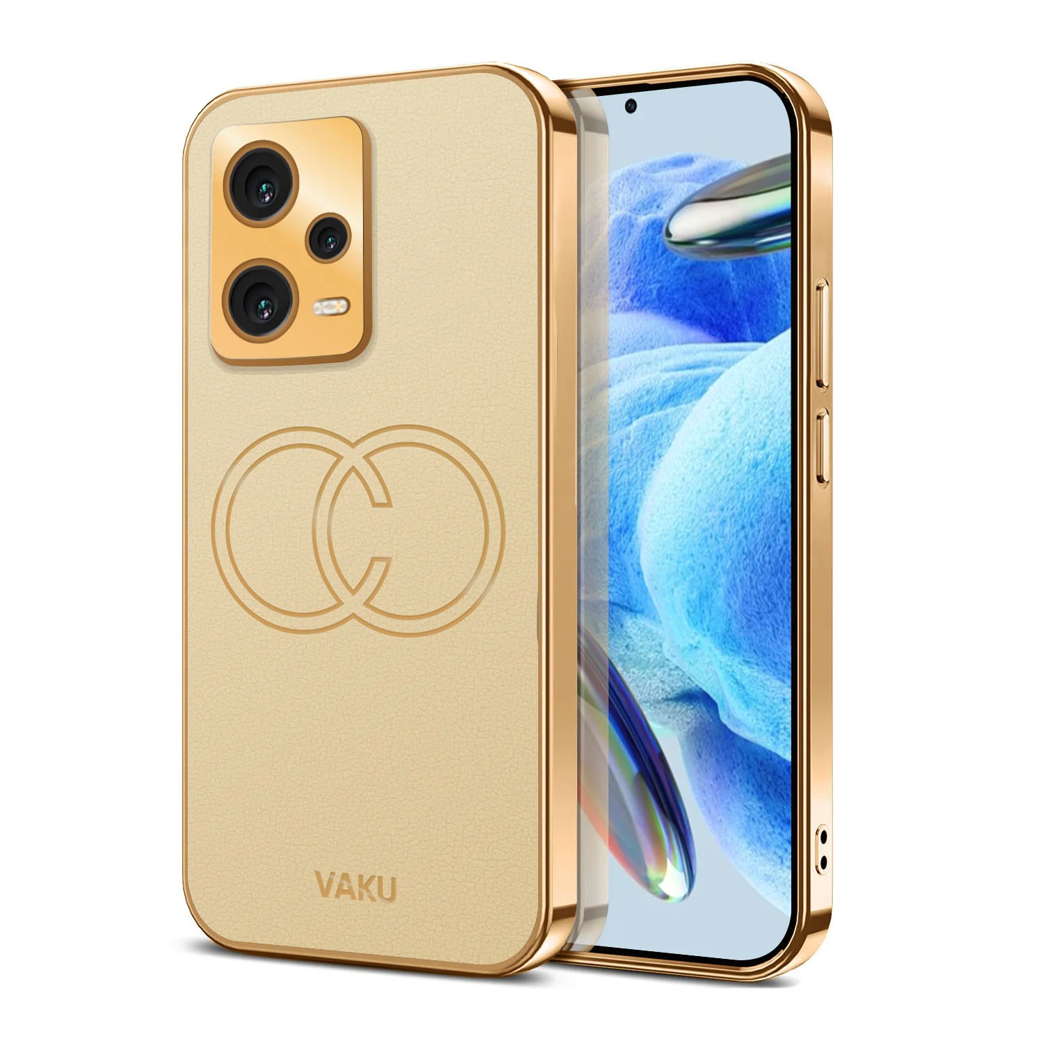 VakuĀ® Xiaomi Redmi Note 12 Pro 5G Skylar Leather Pattern Gold Electroplated Soft TPU Back Cover - Image 5