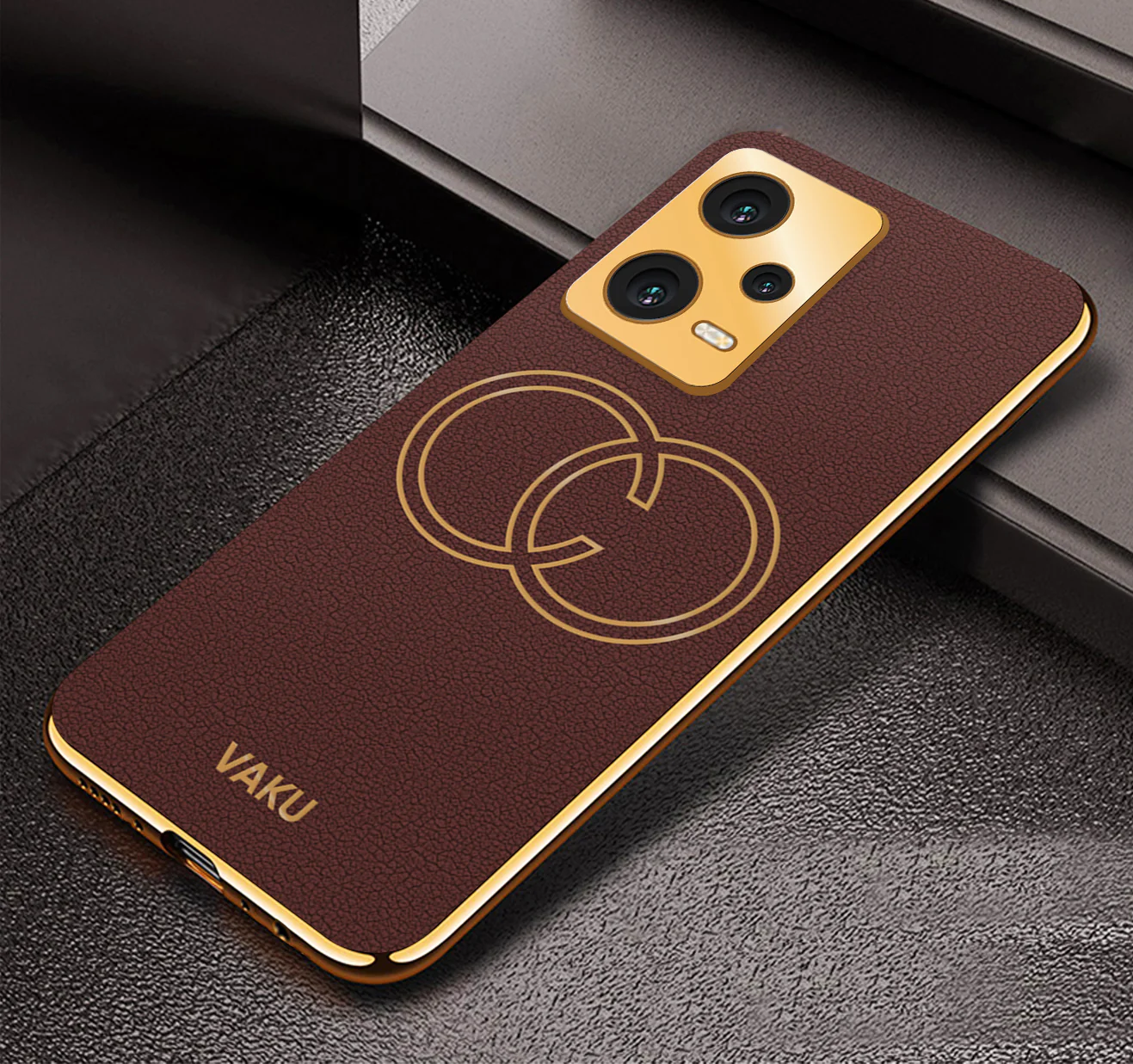 VakuĀ® Xiaomi Redmi Note 12 Pro Plus 5G Skylar Leather Pattern Gold Electroplated Soft TPU Back Cover - Image 11